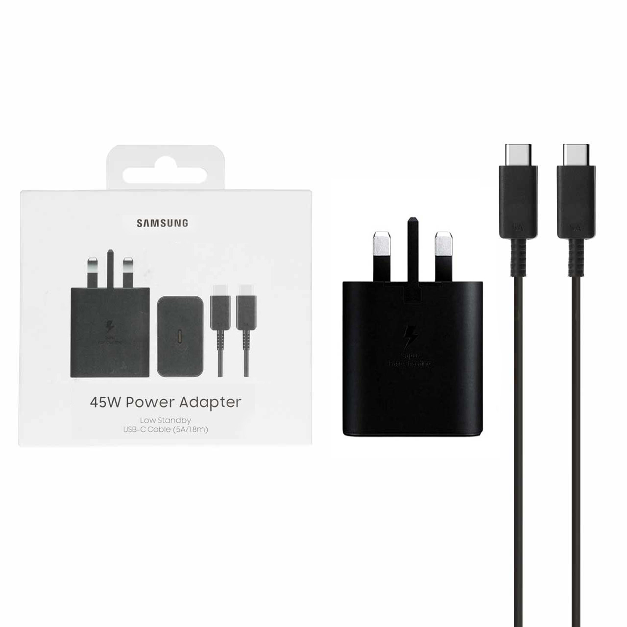 شارژر دیواری سه پین PD و فست Samsung مدل 45W به همراه کابل شارژ Type-C To Type-C - اصلی